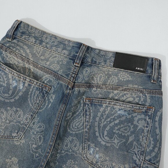 Amiri Patterned Denim Flared Jeans - Picture 7 of 9